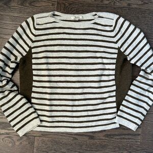 Madewell green/grey stripe sweater